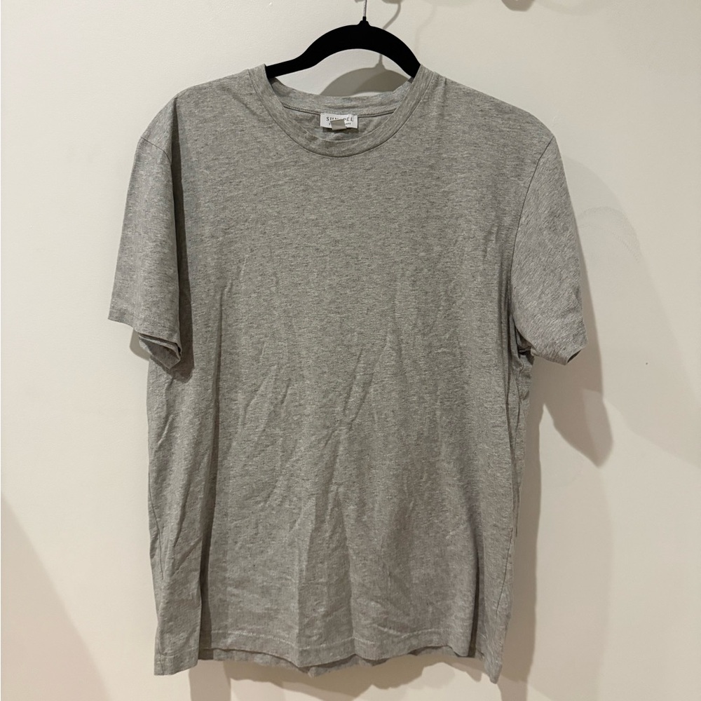 Men's sunspel riviera Crew Neck T-Shirt gray large - Picture 4 of 7